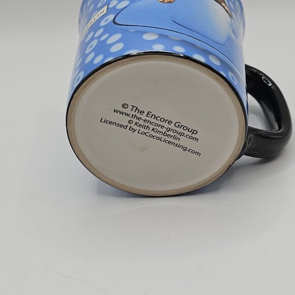 Keith Kimberlin Retro Blue Polka Dot Yellow Labrador Puppy Dog Coffee Tea Mug - Picture 4 of 11